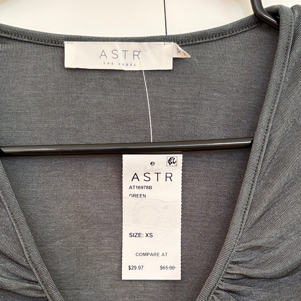 ASTR Charcoal Ruched Blouse - Picture 2 of 10